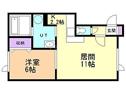 Tiara2 1LDKの間取図画像