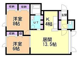 ウッドワンB 2LDKの間取図画像