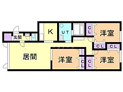 スカイフェリーチェV 3LDKの間取図画像