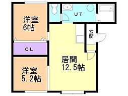 グレース豊栄C 2LDKの間取図画像