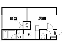 ユーハイツ永山 1LDKの間取図画像