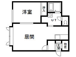 ソニア秋月 1LDKの間取図画像