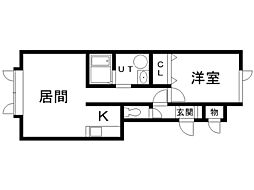 ビクトリー2-12 1LDKの間取図画像