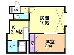 シンフォニー宮下B 1LDKの間取図画像