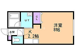 SERENO東3条B棟 1Kの間取図画像