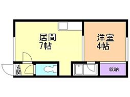 ホワイトコーポ 1DKの間取図画像