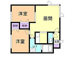 サンパーク8条 2LDKの間取図画像