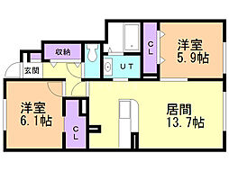 アリビラ2 2LDKの間取図画像