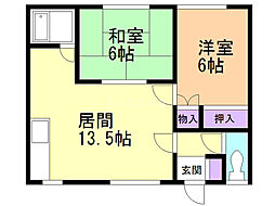 清水マンションC 2LDKの間取図画像