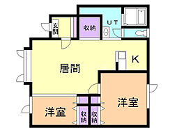ひがし野ハイツ 2LDKの間取図画像