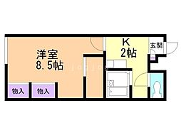 レオパレス白樺 1Kの間取図画像