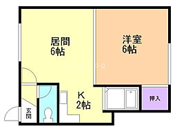 ポンドインハウス.1 1DKの間取図画像