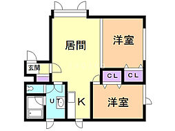 グランディ 2LDKの間取図画像