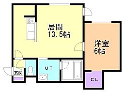 ラポールB 1LDKの間取図画像