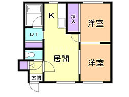 レオナ222ハウス 2LDKの間取図画像