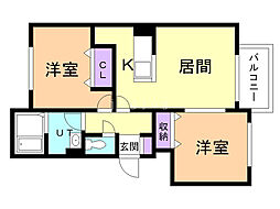 カーサ・アルバ 2LDKの間取図画像