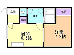 テルメハイツB 1DKの間取図画像