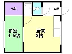 丸越マンション 1DKの間取図画像