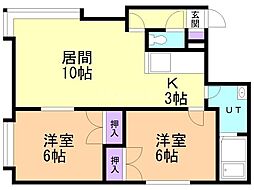 シーザーハウス39 2LDKの間取図画像