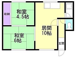 富士栄マンション 2LDKの間取図画像