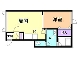 ハイエスト6条 1DKの間取図画像