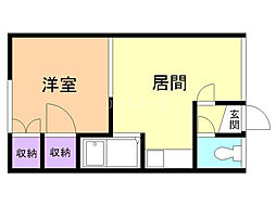 川端410ハイツA 1DKの間取図画像