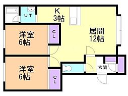 プロビデンスB 2LDKの間取図画像