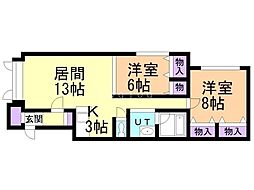 エルモ3 2LDKの間取図画像