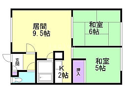 明和荘 2LDKの間取図画像