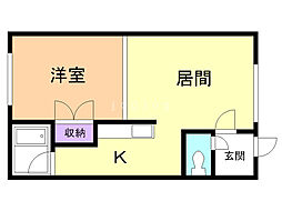 ハイツカワタMOANA 1LDKの間取図画像