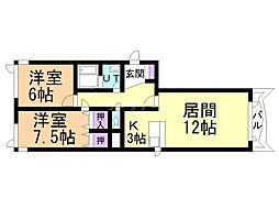 プロスパラスBM・S 2LDKの間取図画像