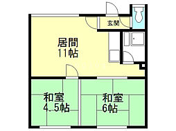 ファミリーハウス6-7 2DKの間取図画像