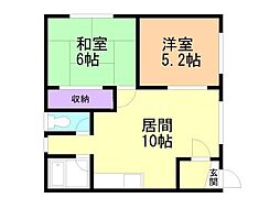 緑東コーポ101 2LDKの間取図画像