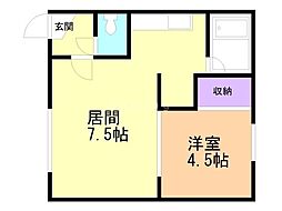 IKコーポA棟 1DKの間取図画像