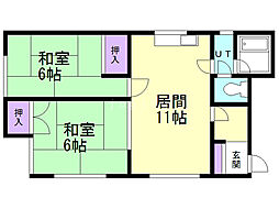 豊岡小竹ハイツ 2LDKの間取図画像
