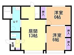シャローム101ピース 2LDKの間取図画像