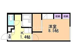 レオパレスオーキッド2 1Kの間取図画像