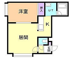 エルミA棟 1LDKの間取図画像