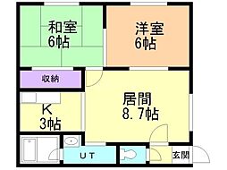 マンションおかひさ 2LDKの間取図画像