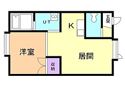 サイレンス2206B 1LDKの間取図画像