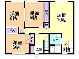 ロベリア 3LDKの間取図画像