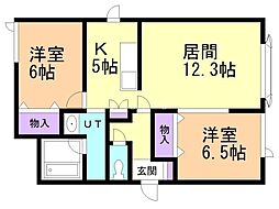 ヴィンミューレ 2LDKの間取図画像
