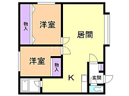 ヴィラ・ハッピネスB 2LDKの間取図画像