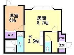 グレース近文.B 1LDKの間取図画像