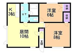 第2大城ハイツ東3・3 2LDKの間取図画像