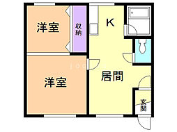 コーポ・ロック 1LDKの間取図画像