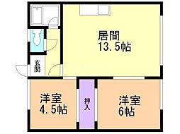 畠山マンション 2LDKの間取図画像