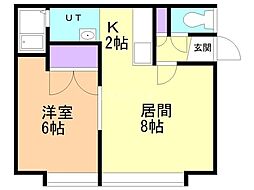麒麟館2 1LDKの間取図画像