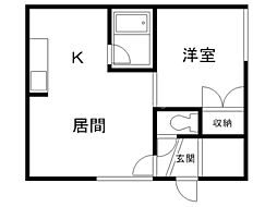 MKハイツ2 1LDKの間取図画像