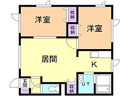 フラワーハイツ 2LDKの間取図画像